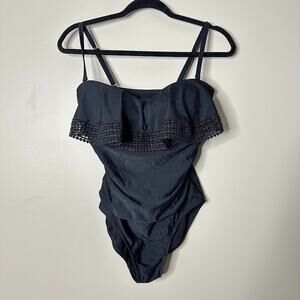 Kona Sol One Piece Womens M Swimsuit Swim Beach Resort Cruise Black Padded